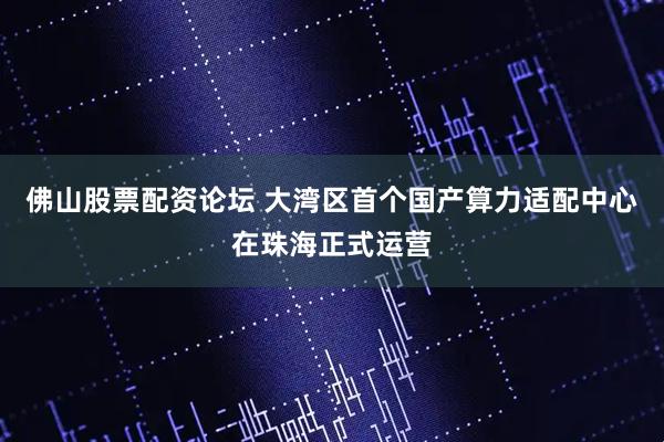 佛山股票配资论坛 大湾区首个国产算力适配中心在珠海正式运营