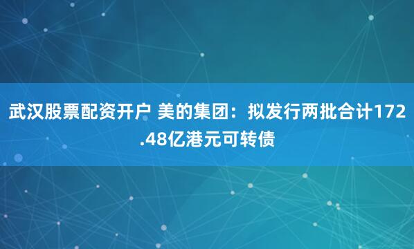 武汉股票配资开户 美的集团：拟发行两批合计172.48亿港元可转债